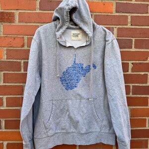 Old Navy West Virginia hooded sweatshirt gray and blue spellout hoodie- M